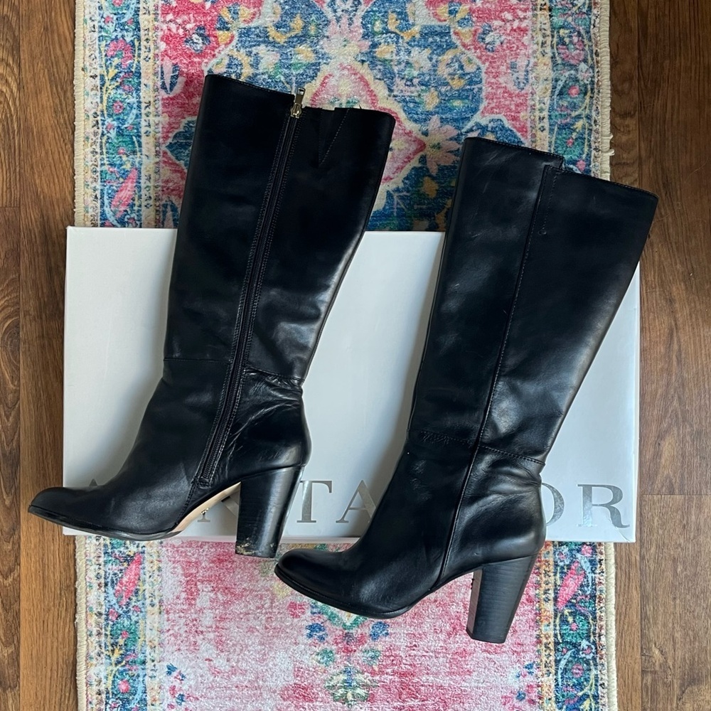 Ann Taylor Black Heeled Knee-High Boots